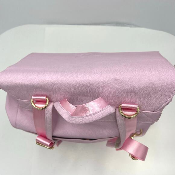 Tigerlily Creations Womens Pink Large Faux Leather Backpack Diaper Bag NEW - Picture 8 of 16